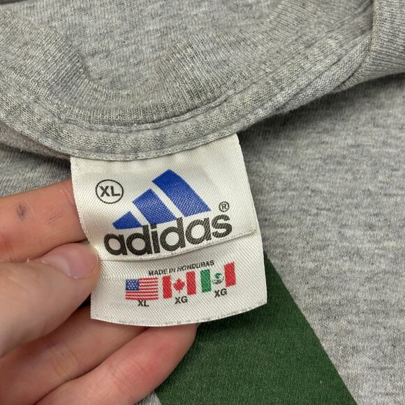 Vintage 90s Y2K Adidas Heather Gray Mens XL Center Logo Short Sleeve T-Shirt - Picture 4 of 10